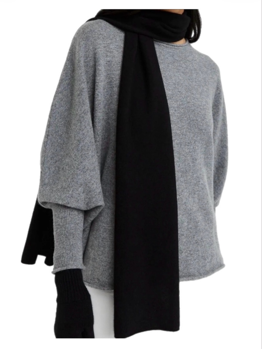 QUINCE LONG CASHMERE BLACK SCARF